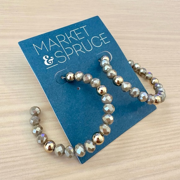 Market & Spruce - Metal Acrylic Beaded Hoop Earrings - Picture 2 of 4